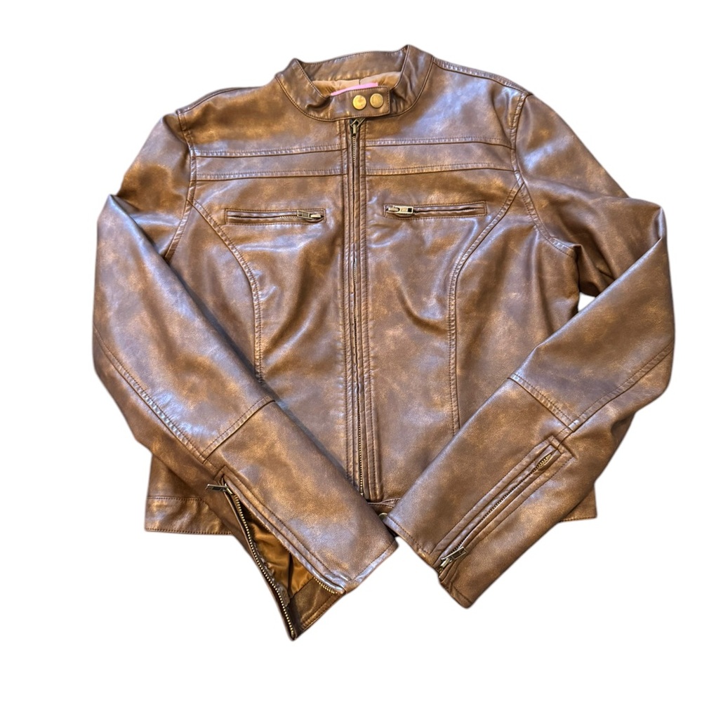 EDIKTED cropped faux leather moto jacket